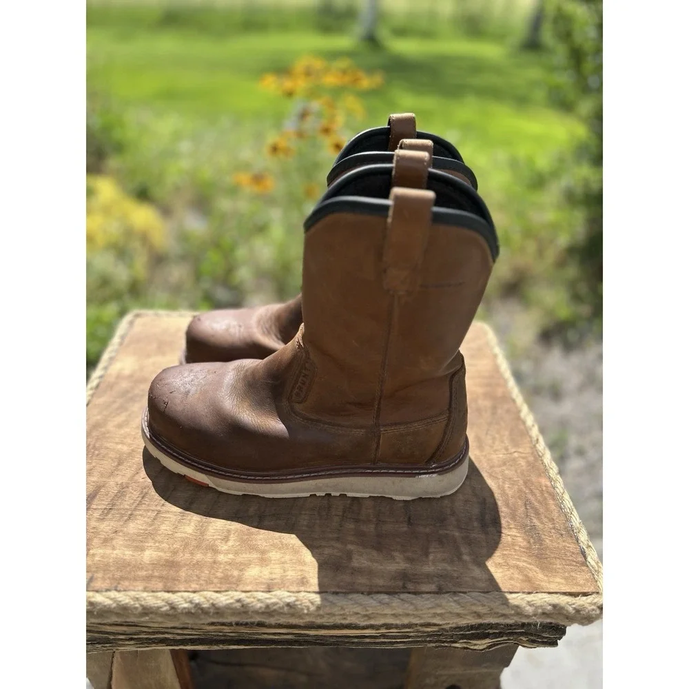 Brunt The Bolduc Comp Toe Pull On Work Boots Brown Leather Men's 7
